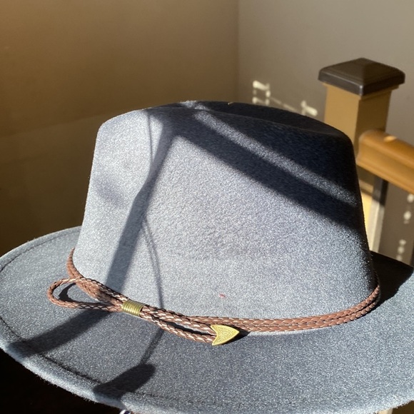 Accessories - Felt Panama hat featuring thin braided faux leather band detail.